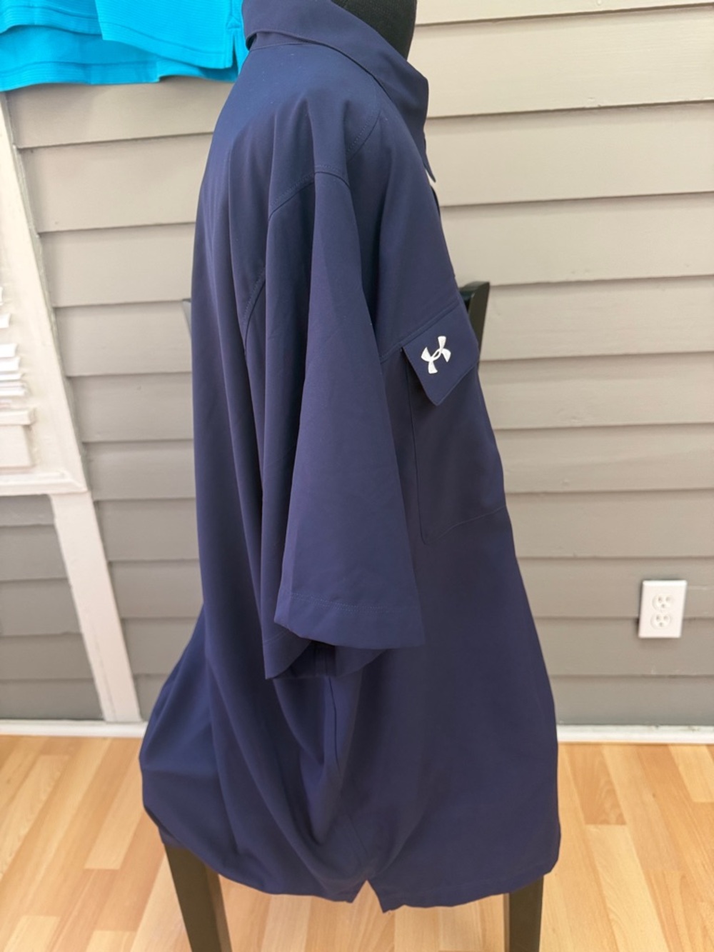 Under Armour Men’s Performance Tech Golf & Motivator Polo - Turquoise & Navy - Picture 5 of 8